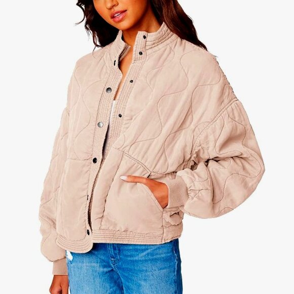 BLANK NYC  Luxury Clothing Drop Shoulder Quilted Jacket M in Sand Drift - Picture 1 of 8